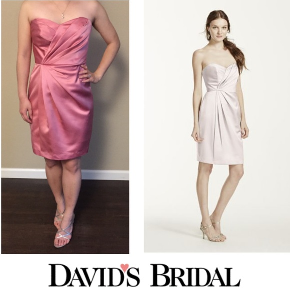 Pink Strapless Satin Bridesmaid Dress
